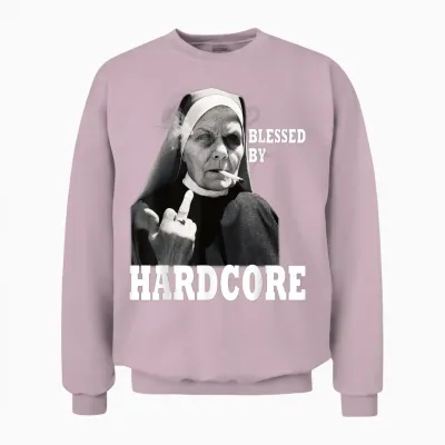 Techno Nun Hardcore Gabber T-Shirt, Black, S Unisex Sweatshirt - Light Pink