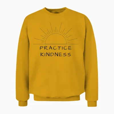 Practice Kindness | Line Art with Sunrise Unisex Sweatshirt - Gold