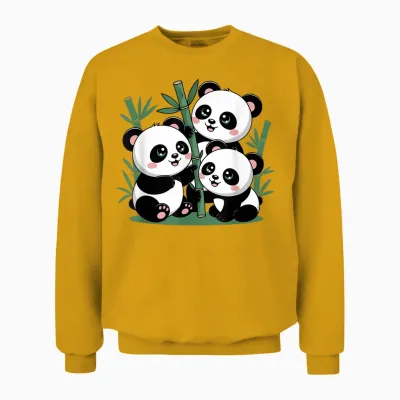 Bamboo Forest Panda Cute Unisex Sweatshirt - Gold