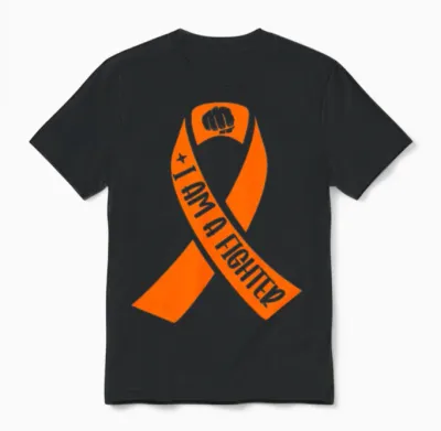 Multiple Sclerosis I'm a Fighter Orange Ribbon Unisex T-Shirt - Black