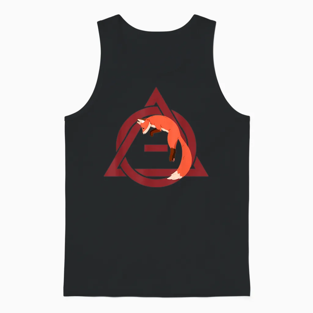 Therian Delta Fox Jumping T-Shirt, Black, S Unisex Tank Top in Black
