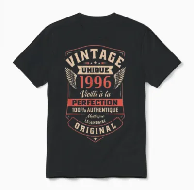 1996 Cadeau Anniv. 30 Ans Homme Femme Vintage Amusant Fête Unisex T-Shirt - Black