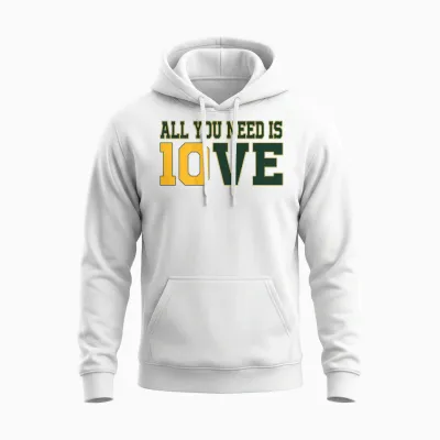 All You Need Is 10ve Love (on Back) Unisex Hoodie - White