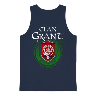 Grant Surname Scottish Clan Tartan Crest Badge Unisex Tank Top - Navy