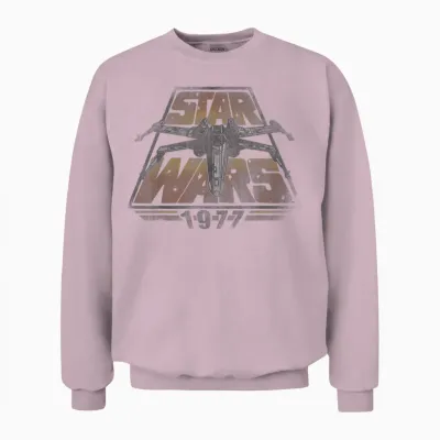 Star Wars X-Wing 1977 Retro Graphic T-Shirt, Grey, S Unisex Sweatshirt - Light Pink