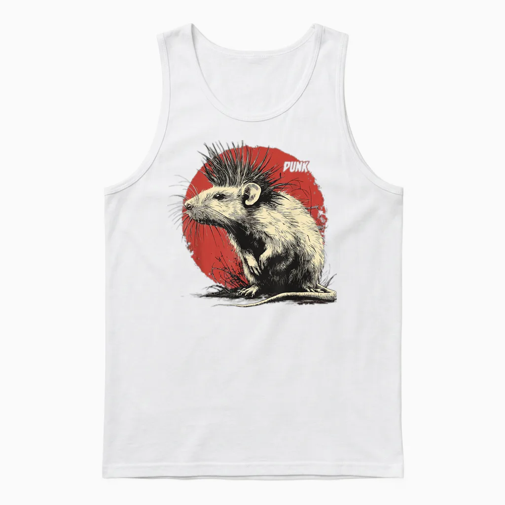 Punk Rock Rat Unisex Tank Top in White