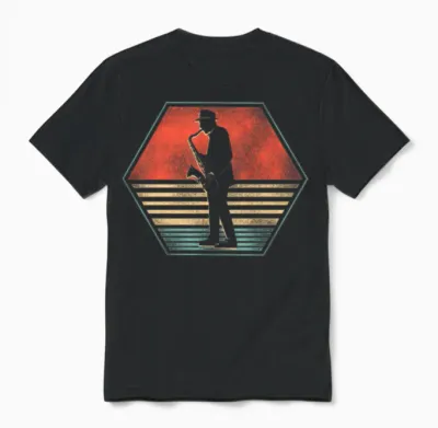 Saxophone Retro Vintage Unisex T-Shirt - Black
