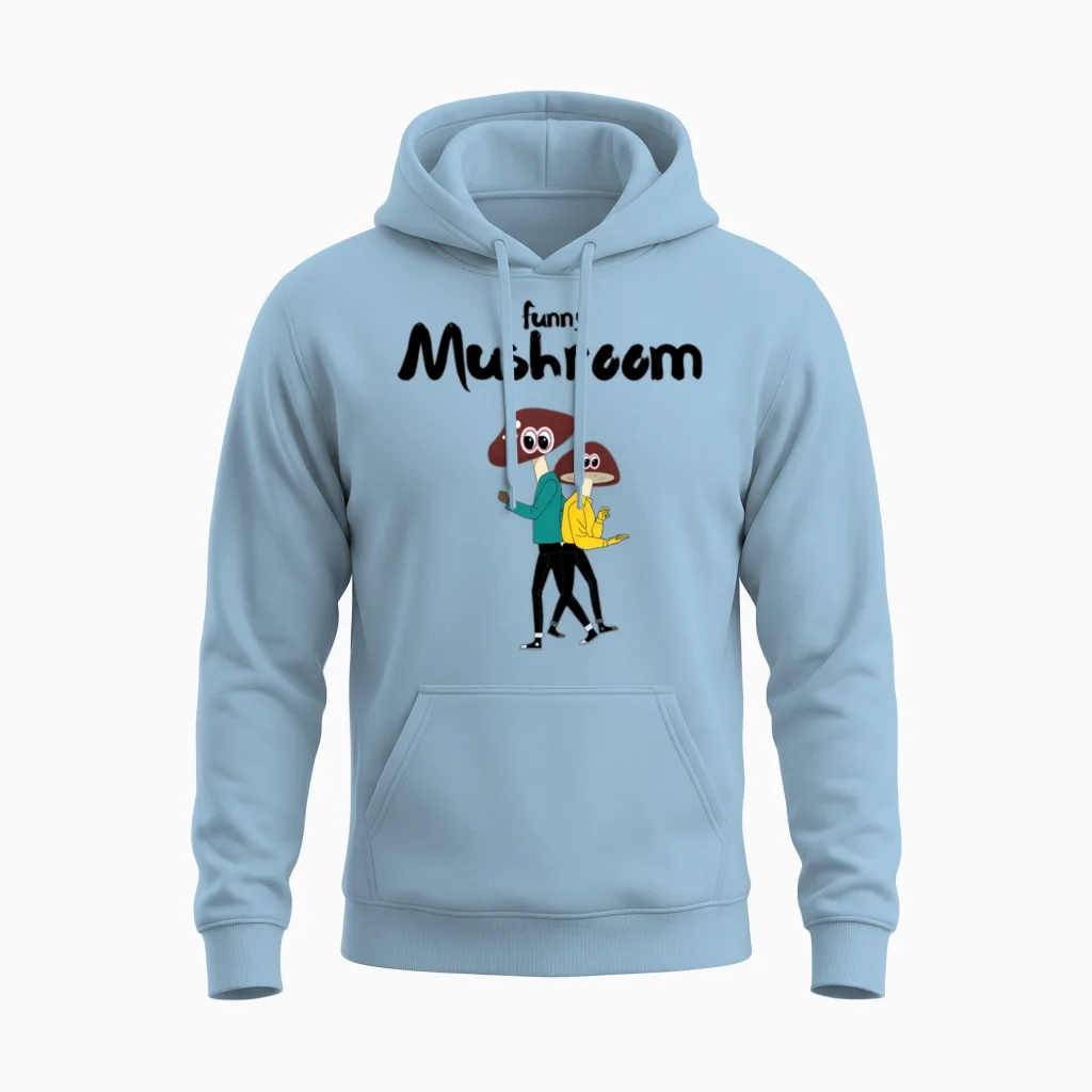 Funny Mushroom Unisex Hoodie in Light Blue