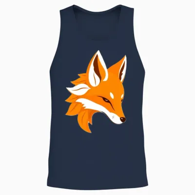 A Stylized Illustration of a Fox's Head Unisex Tank Top - Navy
