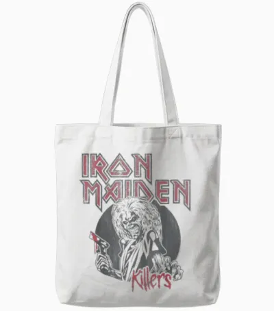 Iron Maiden - Vintage Beast Circle White Tote Bags - White