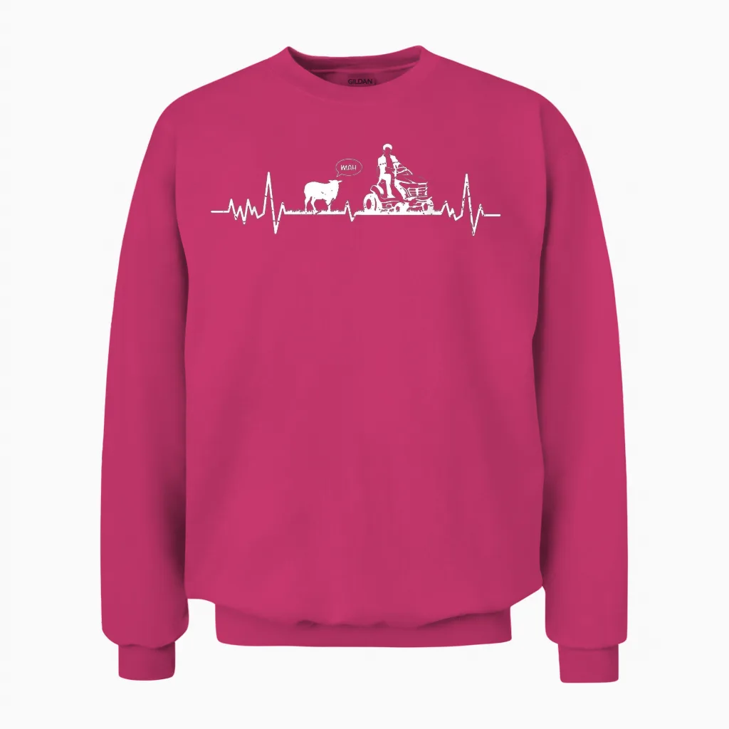 Rasenmäher Rasen Mähen Garten Schaf Herzschlag Spruch Unisex Sweatshirt in Heliconia