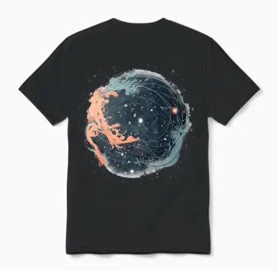 Celestial Night Sky with Constellations and Shooti Unisex T-Shirt - Black