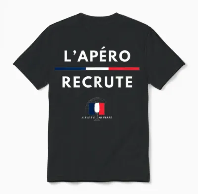 L'apéro Recrute! Army of Glass, Humour Beauf Parody Army T-Shirt, Black, S Unisex T-Shirt - Black
