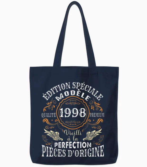 Birthday 26 Years Man Woman Humour 1998 T-Shirt, Black, S Tote Bags in Navy