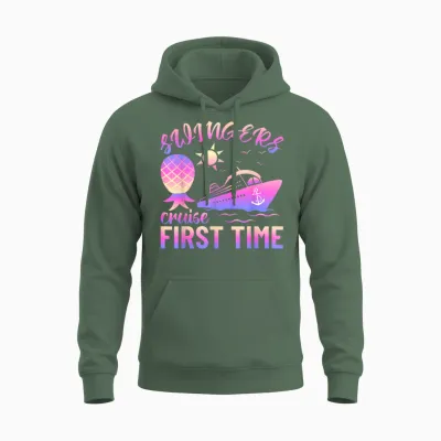 Swingers Adult Cruise First Time Funny Swinger Lifestyle Unisex Hoodie - Military Green
