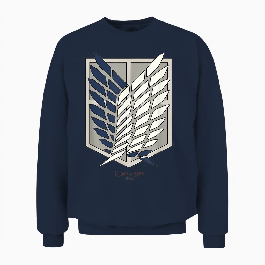 Attack on Titan Scout Regiment Shield Aot Anime Unisex Sweatshirt in Navy