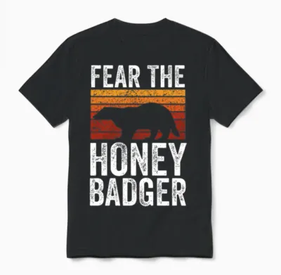 Retro Fear the Honey Badger Unisex T-Shirt - Black