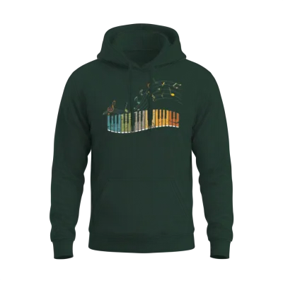 Piano Keyboard Retro Unisex Hoodie - Forest
