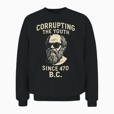 Corrupting the Youth Funny Socrates Philosopher Philosophy Unisex Sweatshirt - Black