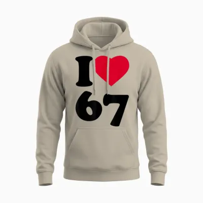 I Love Heart 6-7 Meme Dominosix-Seven Funny 67 Gen Z Alpha Unisex Hoodie - Sand