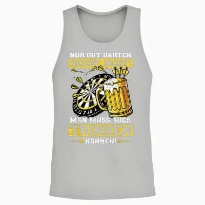 Dart "nur Gut Darten Reicht Nicht" Beer Drinking Retro Dart T-Shirt, Black Unisex Tank Top - Ash