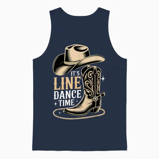 It's Line Dance Time Line Dancing Western Country Unisex Tank Top - Navy