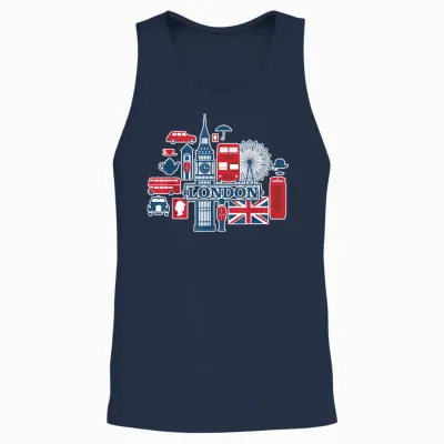 I Love London, Les Amoureux De L'angleterre Unisex Tank Top - Navy