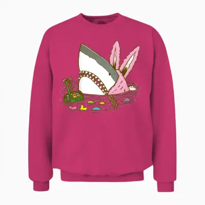 The Easter Shark, Funny Easter,cute Bunny in Shark Unisex Sweatshirt - Heliconia