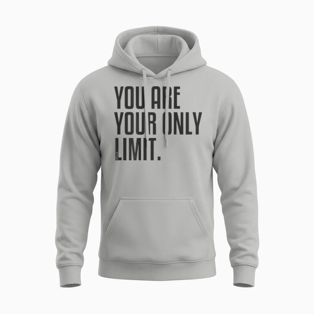 Fitness Backprint Slogan Jogging Training Motivation Sports T-Shirt, Black Unisex Hoodie in Ash