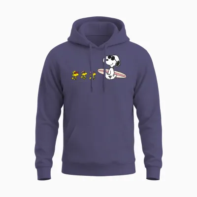 Peanuts - Snoopy Woodstock Surfboard Unisex Hoodie - Heather Sport Dark Navy