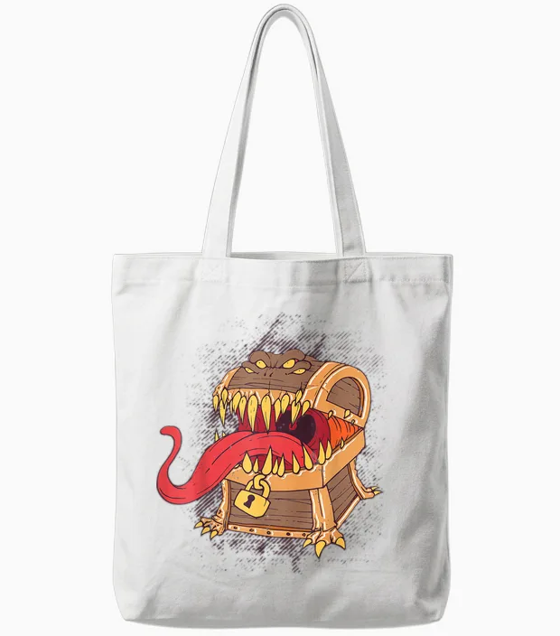 Mimic Dice Chest Schatzkiste Tabletop Game Rpg Gaming Gamer Tote Bags in White