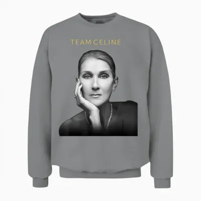 Official Celine Dion Team Celine T-Shirt, Black, S Unisex Sweatshirt - Sport Grey
