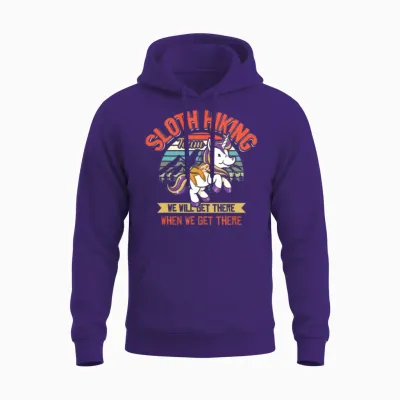 Sloth Hiking Team Sloth Riding Unicorn Hiking Unisex Hoodie - Purple