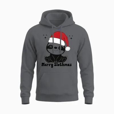 Sloth Christmas Shirt Merry Slothmas Christmas Unisex Hoodie - Charcoal