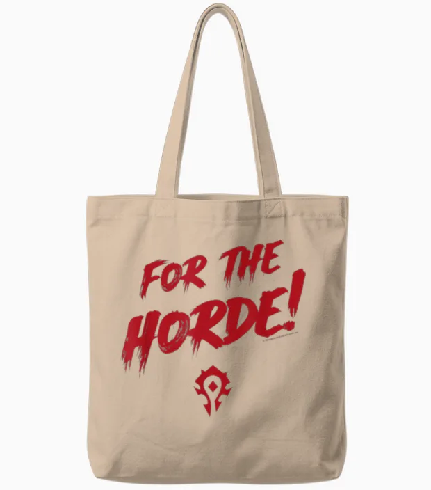 World of Warcraft for the Horde! Epic Quote Big Chest Logo Tote Bags in Natural