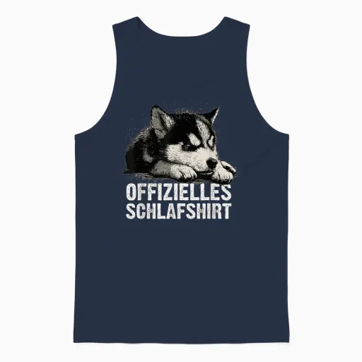 Husky Puppy Design Funny Dog Motif for Sleepyheads Unisex Tank Top - Navy