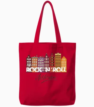 Rock N Roll Amsterdam Tote Bags - Red