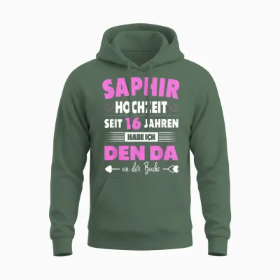 16ter Hochzeitstag Ehefrau 16 Jahre Ehe Saphirhochzeit Unisex Hoodie - Military Green