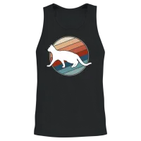 Cat in Retro Style — Lovers Unisex Tank Top - Black – 2