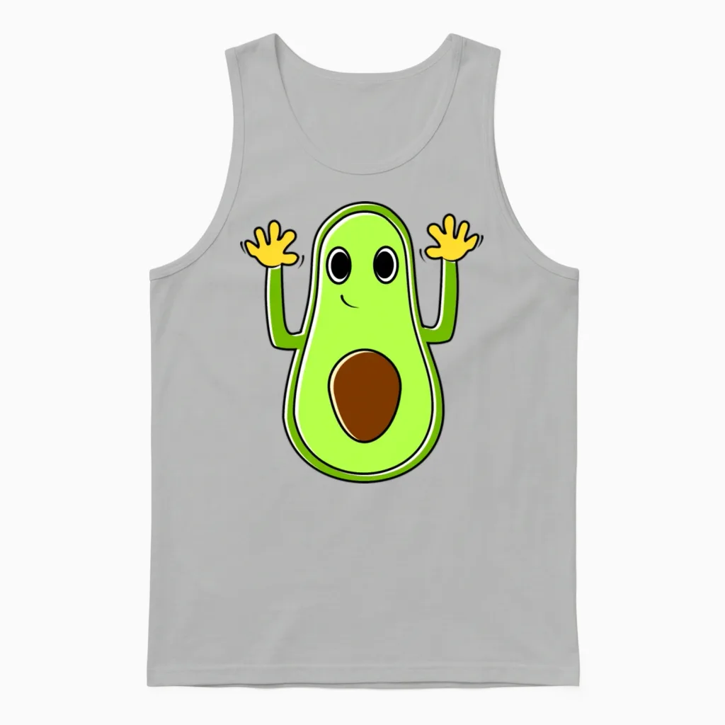 Funny Avocado Cartoon Unisex Tank Top in Ash