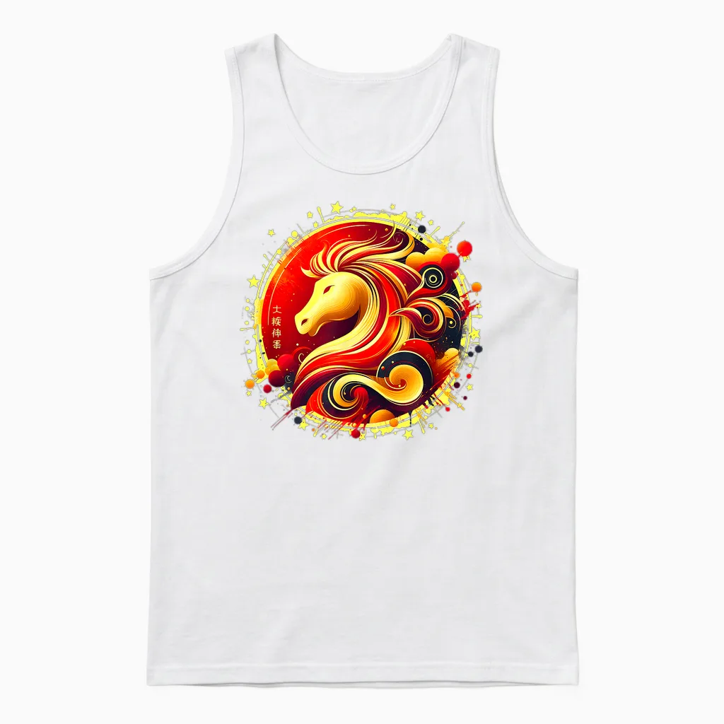Chinese New Year 2026 Horse Happy Chinese New Year 2026 Unisex Tank Top in White