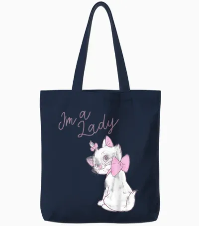 Disney the Aristocats Marie I'm a Lady Portrait T-Shirt, White, S Tote Bags - Navy