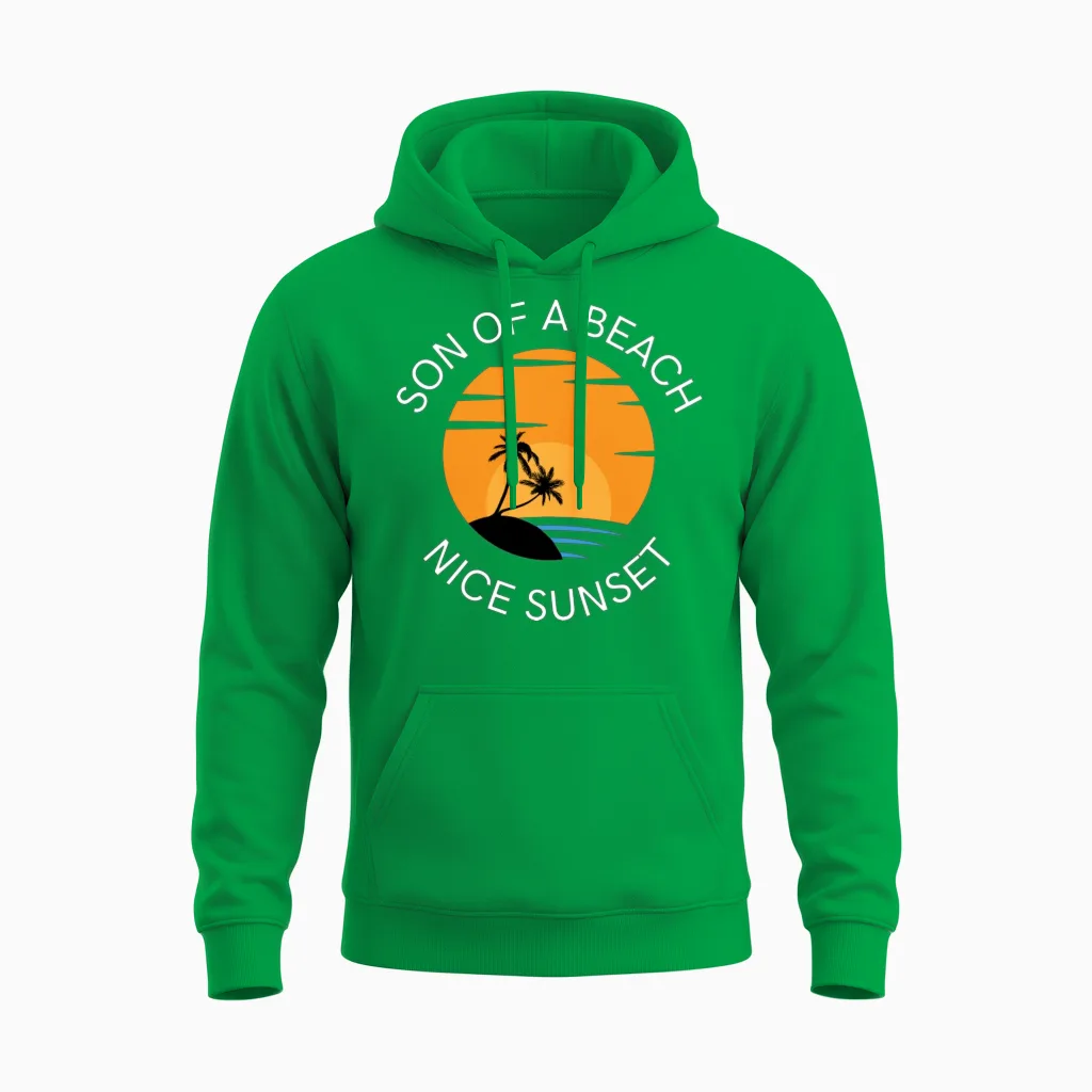 Black Yellow Blue White Simple Beach Unisex Hoodie in Irish Green