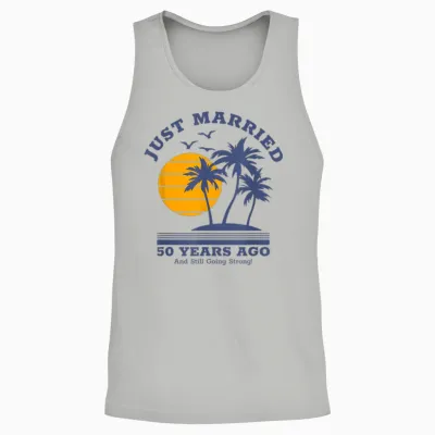 Romantic Matching Couples - Golden 50th Wedding Anniversary Unisex Tank Top - Ash