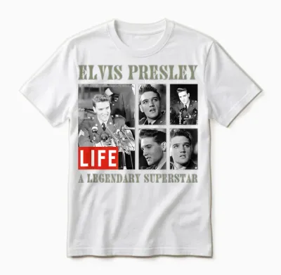 Life Bildersammlung Elvis Presley 01 T-Shirt, Gray Unisex T-Shirt - White