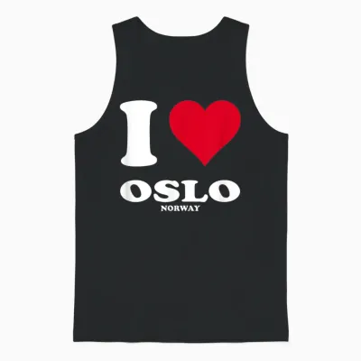 Red Heart I Love Oslo Unisex Tank Top - Black