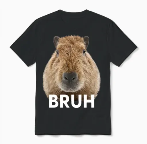 Capybara Bruh Unisex T-Shirt in Black