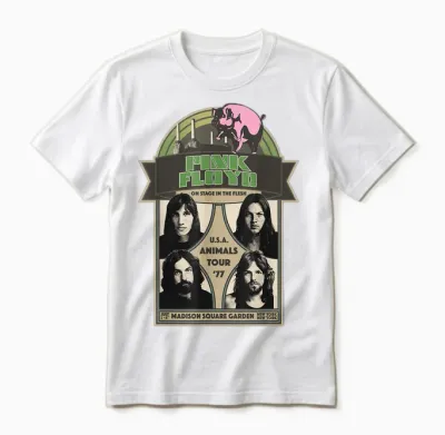 Pink Floyd Usa Animals Tour in Madison Square Garden 1977 Unisex T-Shirt - White