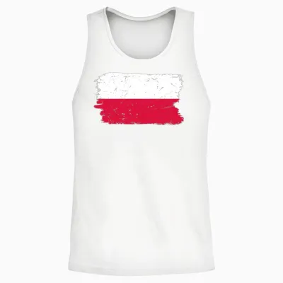 Poland Flag Brush Stroke Unisex Tank Top - White