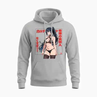 Waifu Sexy Anime Mädchen Bikini Strand Mädchen Manga Japanischer Stil Unisex Hoodie - Ash
